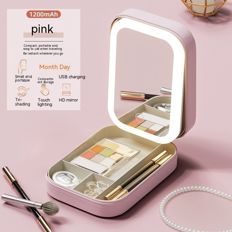 Cute Makeup Storage Box With LED Light